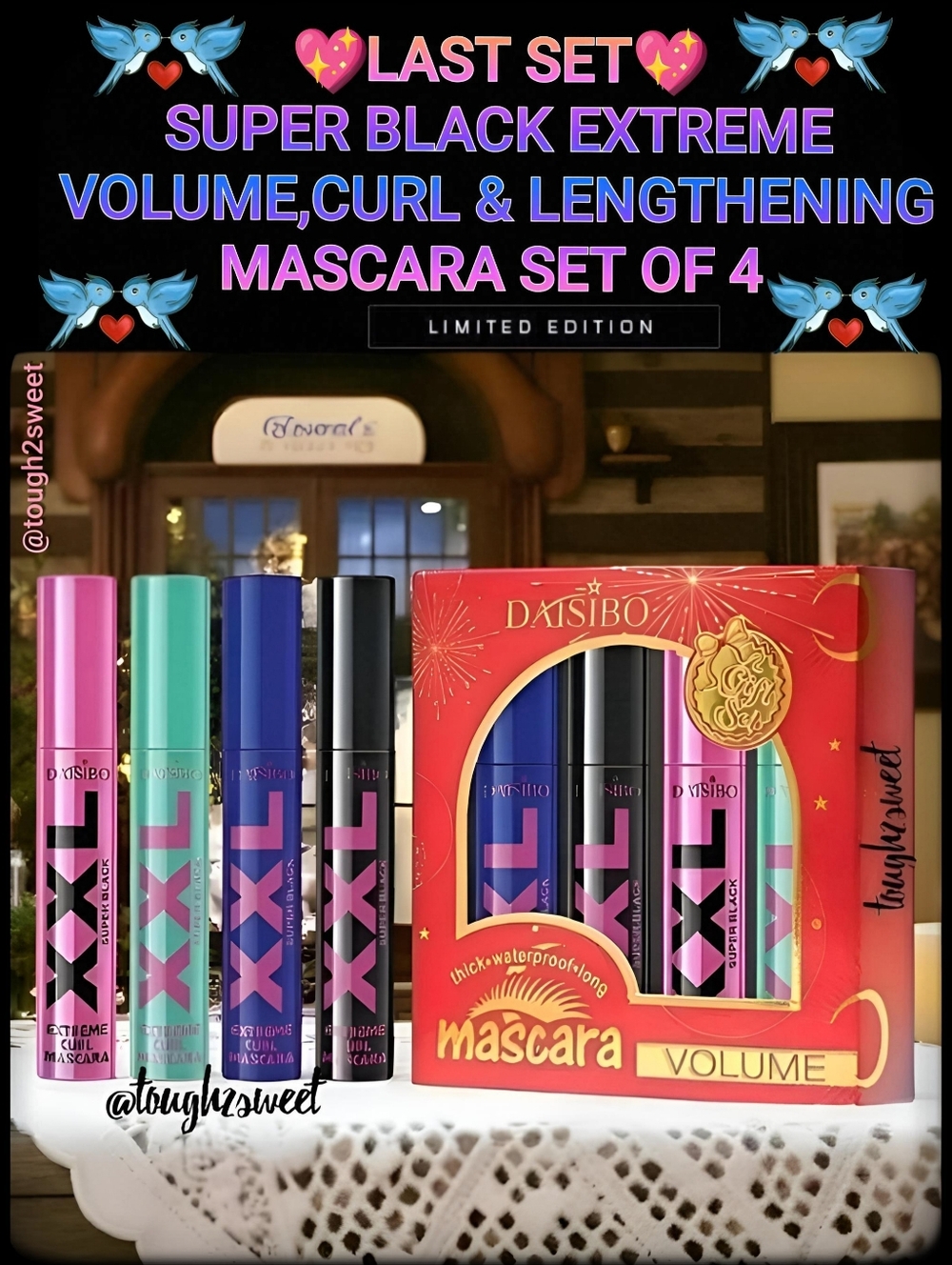 🆕️LAST SET💖SUPER BLACK EXTREME VOLUME, CURL & LENGTHENING MASCARA SET OF 4